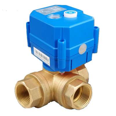 DHMV20-3 series 3 way brass motorized ball valve 1/2 NPT