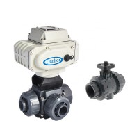 DN50 1/2 inch 220V 24V DC 2 way Electric Actuated  Acid Chemical Resistant UPVC Plastic  Ball Valve