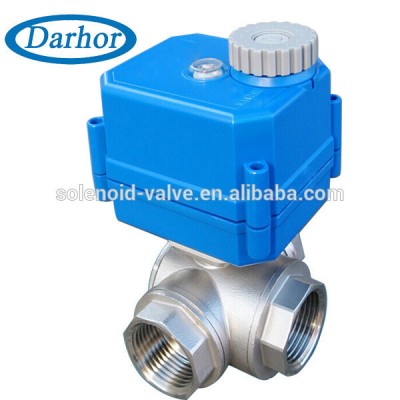 High performance 1/2" stainless steel 3 way motorized ball valve