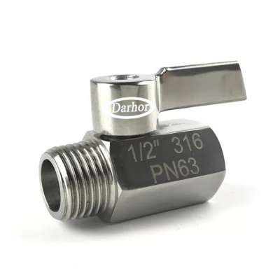 304 316 stainless steel 1/4" female male NPT PN63 mini ball valve