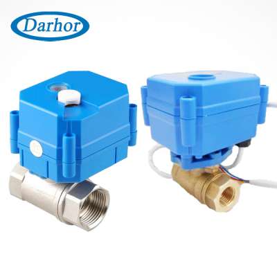 DHWX 2 way 3 way stainless steel mini electric brass motorized ball valve