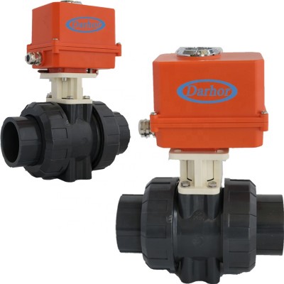 2 way double union plastic UPVC PVC electric ball valve actuator 220VAC DN100