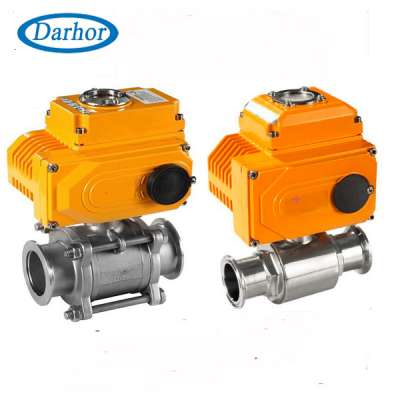 2 way thread 3 pieces electric ball valve stainless steel