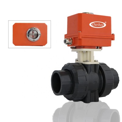 PVC UPVC corrosion resistance 2 inch pvc ball valves electric actuator ON-OFF type